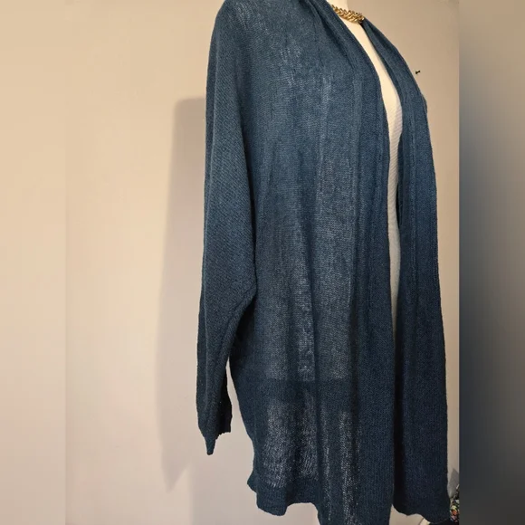 LAFAYETTE 148 Alpaca/ Wool Lightweight Open Front Teal Cardigan. Size 1X - Picture 4 of 11